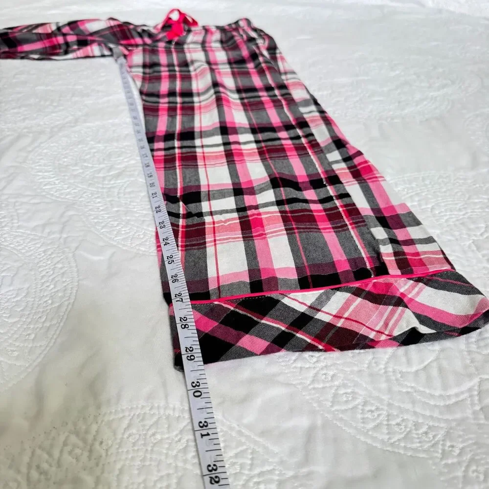 Victoria's Secret Plaid Print VS Logo Embroidered Pajamas Set Pink Black Size XS - Picture 4 of 9